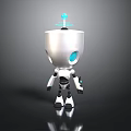 Cute White Robot With Blue Eyes Antenna And Black Joints