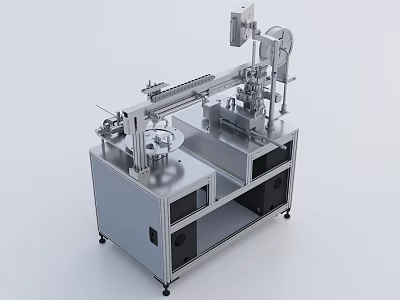 Precision Automated Industrial Equipment With Mechanical Arm Conveyor Belt And Control Panel 3d model
