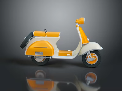 Vintage Orange And Cream Scooter With Classic Retro Styling And Reflective Finish 3d model