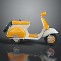 Vintage Orange And Cream Scooter With Classic Retro Styling And Reflective Finish
