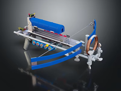 Mechanical Device With Blue Roller Copper Coil Metal Structure And Control Panel 3d model