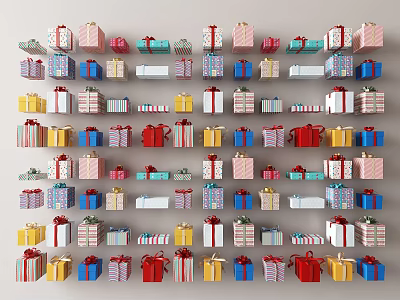 Vibrant Gift Boxes In Various Colors Neatly Arranged For Everyday Life 3d model
