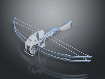 Modern Metallic Bow Weapon With Skull Design 3D Model And Curved Structure 3d model