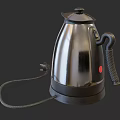 Stainless Steel Household Electric Kettle With Base Red Button Power Cord And Modern Design