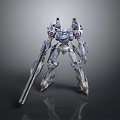 Futuristic Mech Warrior Robot With Detailed Armor And Long Weapon Structure