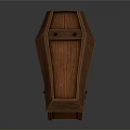 Wooden Coffin With Natural Wood Grain And Black Metal Hinges Design