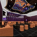 Luxury KTV Lounge Interior With Modern Sofas Decorative Walls And Elegant Chandeliers