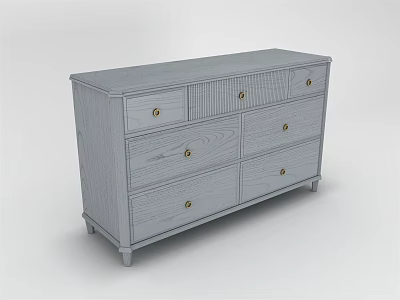 Modern Gray Entryway Side Cabinet With Drawers Cabinet Doors And Metal Handles 3d model