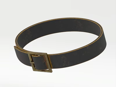 Vintage Black Leather Belt With Metal Buckle Classic Design Fashion Accessory For Daily Use 3d model
