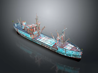 3D Rendered Highly Detailed Freight Ship Model With Colorful Exterior 3d model
