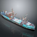 3D Rendered Highly Detailed Freight Ship Model With Colorful Exterior