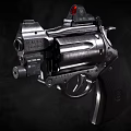 Smith Wesson Revolver Featuring Silver Metal Black Grip Rotating Cylinder And Red Dot Sight