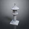 Ornate Traditional Japanese Stone Lantern With Pedestal And Detailed Carved Structure