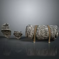 Stylish Textured Fabric Clothing Roll With Brown Straps And Folded Accessories