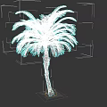 Plant Painting Featuring Tall Palm Tree With Green Fronds On Dark Background