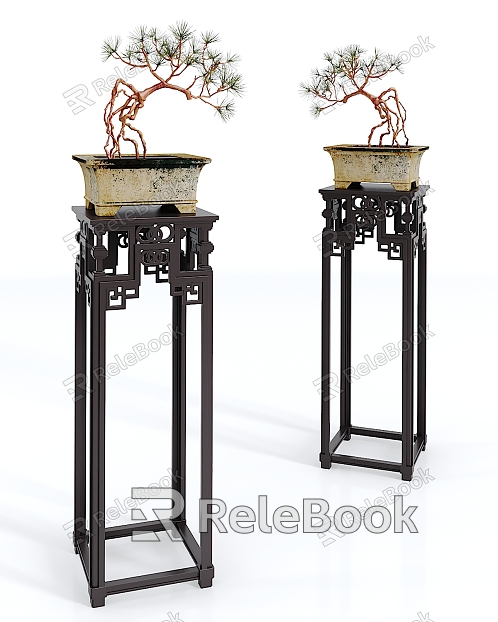 Chinese style flower table solid wood corner table potted plant model