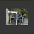Gothic Style Stone Building With Pointed Gabled Roofs Chimneys Front Pathway And Side Tree