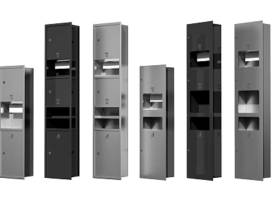 Public Storage Lockers In Various Sizes With Black And Silver Metal Design 3d model