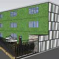 Modern Office Building Featuring Glass Curtain Wall Brosen Logo Entrance With Cars And People
