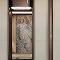 Luxurious Elevator Interior With Marble Patterned Door And Modern Lighting Frame 3d model