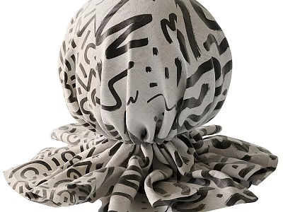 Abstract Black White Pattern Spherical Fabric Decor With Pleated Base 3d model