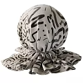 Abstract Black White Pattern Spherical Fabric Decor With Pleated Base 3d model