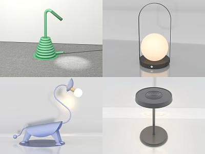 Creative Table Lamps With Unique Designs Including Spiral Elephant And Sphere Shapes 3d model