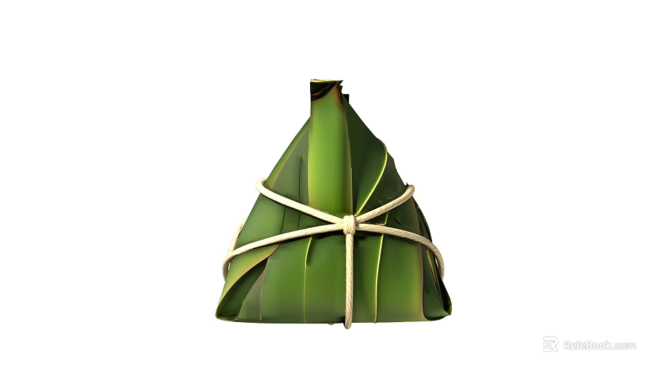 Traditional Chinese Glutinous Rice Dumpling Wrapped in Bamboo Leaves Tied with String 3d model 
