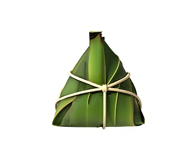 Traditional Chinese Glutinous Rice Dumpling Wrapped in Bamboo Leaves Tied with String 3d model
