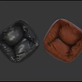 Two Stylish Bean Bag Chairs Black and Brown Leather Shiny on Sleek Gray Surface