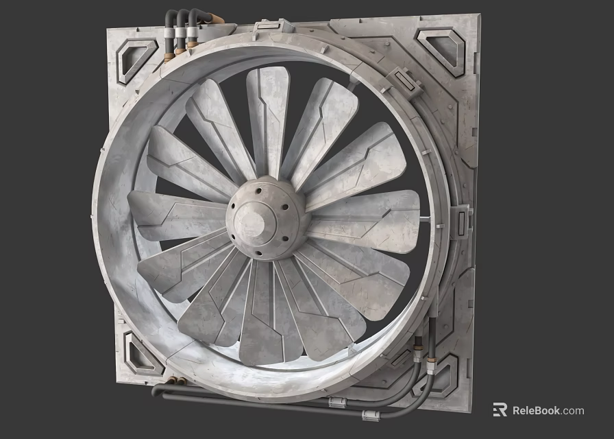 Air Conditioner Fan Industrial Metal Blade Structure For Efficient Cooling Ventilation System 3d model 