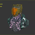 Detailed Mechanical Biomechanical Character With Armored Body And Glowing Orange Blue Features