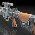 Futuristic Tactical Weapon With Mounted Scope Gray Orange Finish Textured Grip Modern Design