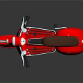 Red Vintage Scooter with Brown Leather Seat and White Wheels against Dark Background