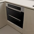 Modern Minimalist Kitchen With Built in Double Oven Light Cabinets And White Countertop