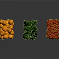 Fresh Yellow Pumpkins Green Peas and Red Strawberries Arranged in Cube Shaped