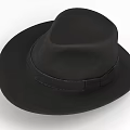 Classic Black Wide Brim Hat With Stylish Black Band And Felt Material