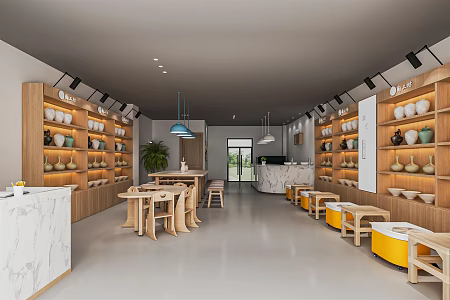 Modern Handicraft Room Pottery Handicraft Workshop Handicraft Classroom Handicraft Workshop Display Rack Art Table Workbench 3d model