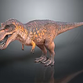 Tyrannosaurus Rex Dinosaur in Standing Pose With Open Mouth Sharp Teeth and Brown Orange Skin