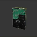 Internal Hard Disk Drive With Green Circuit Board And Metal Casing 3d model