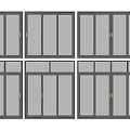 Black Frame Glass Sliding Doors With Various Panel Designs For Home Use 3d model