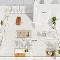 Modern Clothing Store Interior Design With Apparel Racks Display Tables And Marble Floor