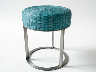 Turquoise Woven Round Leisure Chair With Modern Metal Frame Design 3d model