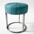 Turquoise Woven Round Leisure Chair With Modern Metal Frame Design