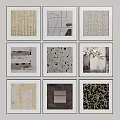 Photo Wall With Nine Grid Abstract Patterns Neutral Tones Geometric Lines And Textures 3d model