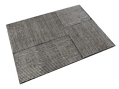 Square Carpet With Black And White Striped Patchwork Geometric Design For Home Decor 3d model