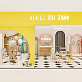 Modern Luxury Jia Li Zhi Zhao Clothing Store Bright Racks Mannequins Checkerboard Flooring Yellow Decor
