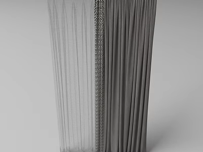 Light Sheer And Dark Thick Curtains With Decorative Trim For Home Decor 3d model