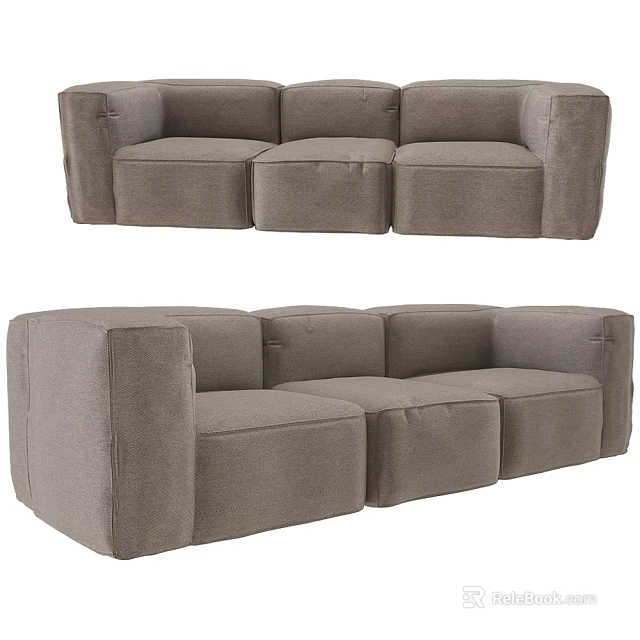 Modern Light Gray Modular Sectional Sofa with Upholstered Fabric and Spacious Seating 3d model