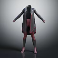 Stylish Red And Black Long Coat With Tight Pants And Red Shoes